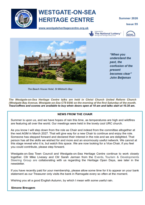 Westgate-on-Sea Heritage Centre Newsletter Edition 55 Summer 2026